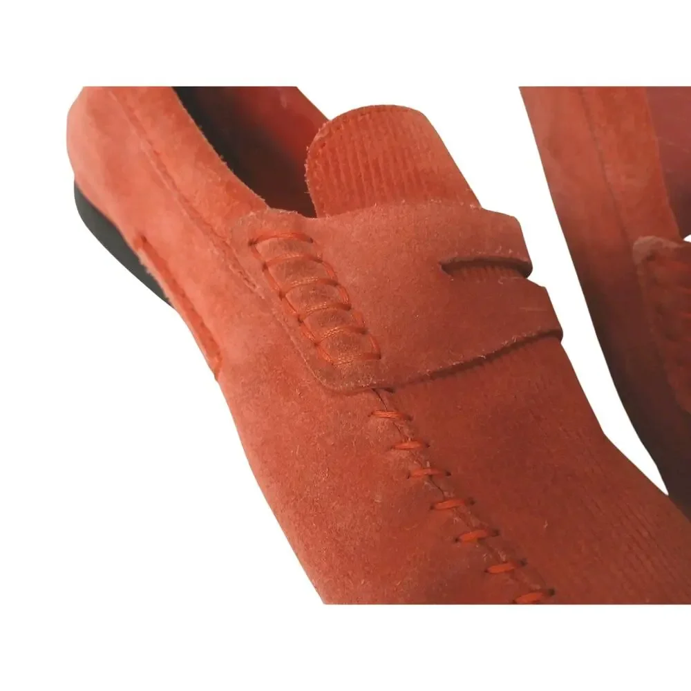 Gucci Red Suede Leather Slip‎ on Web Loafers Men's 9.5 G Driving Shoes Moccasin